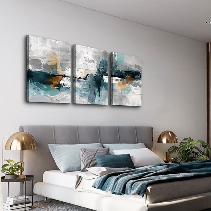 TTHYUEWS Abstract Wall Art For Living Room Bedroom Wall Decor Modern Office Decorations Color Block Wall Paintings Pictures Artwork Hotel Canvas Prints Art 3 Piece Minimalist Aesthetic Home Decor