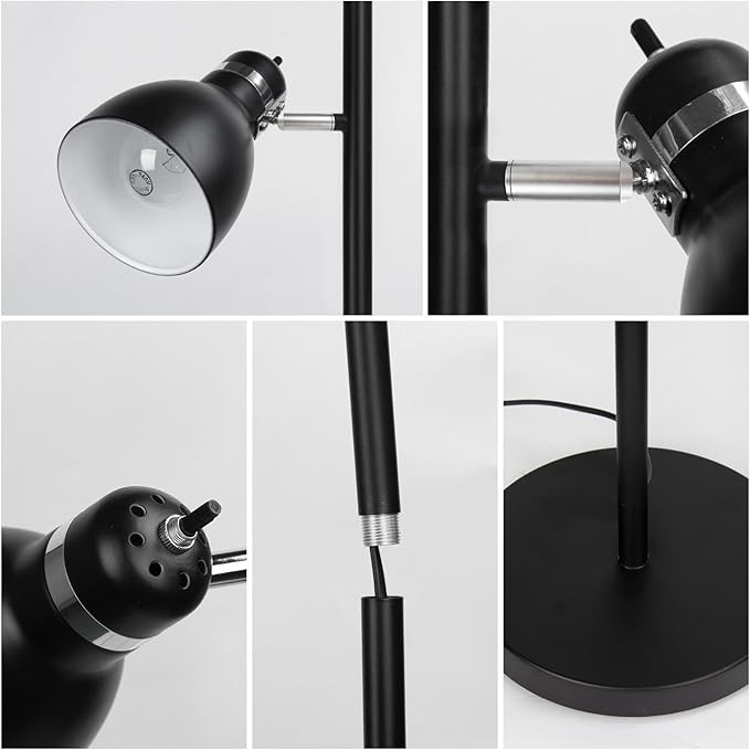 FIRVRE Modern Tree Floor Lamp for Living Room,Industrial 3-Light Standing Lamp, Black Adjustable Rotation Heads, Standing Tall Pole Lamp Farmhouse Rustic Reading Lamps for Bedroom Office