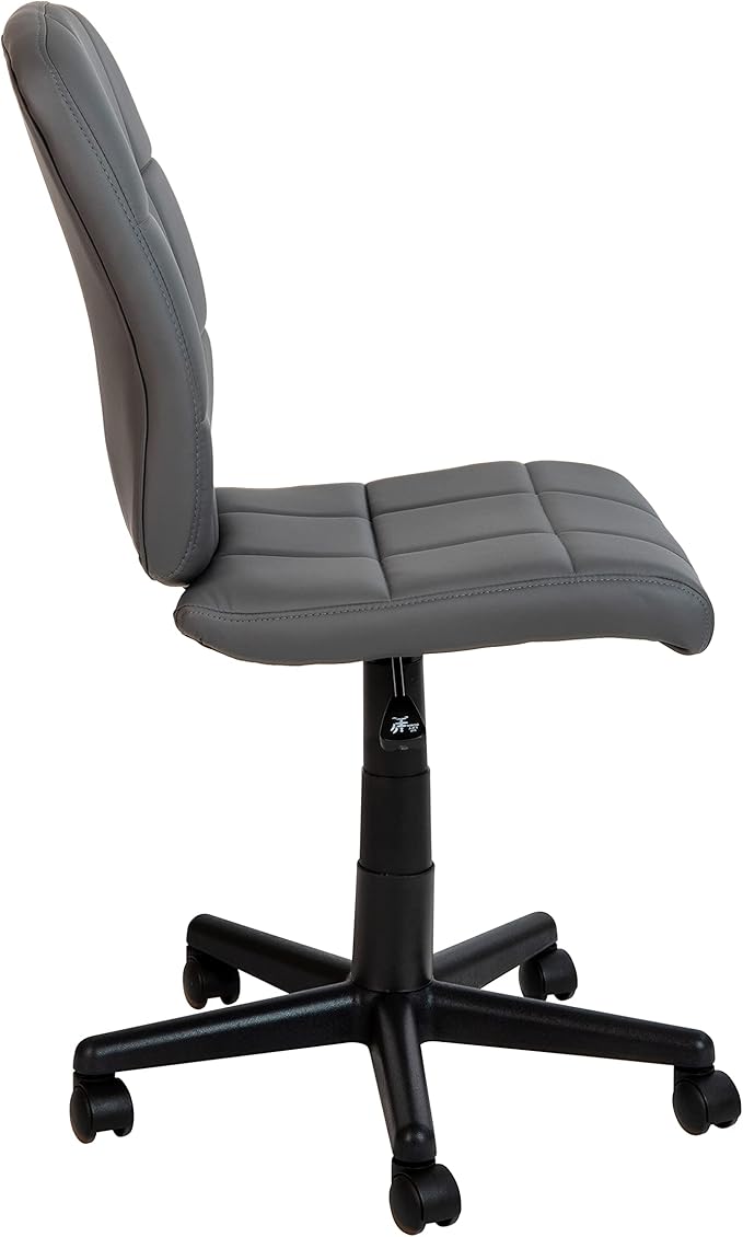 Flash Furniture Clayton Mid Back Swivel Task Chair - Gray Vinyl Upholstery - Tufted Back and 360° Swivel