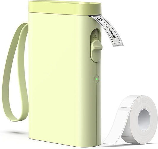 P21 Label Maker Machine with Tape, Bluetooth Label Printer Thermal Mini Label Makers with Built-in Cutter and Multiple Templates, Portable Printers for School, Office, Home Use-Dawn Yellow