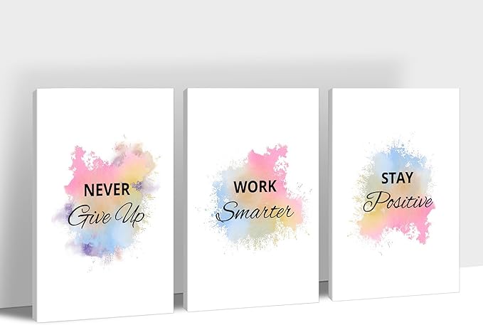 3 Piece Office Canvas Wall Art, Motivational Quotes Colorful Canvas Print Pictures Wall Decor for Office, Men Women Inspirational Framed Artwork Home Office Decor Ready to Hang 24"x36" x 3 Pcs