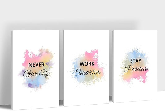 3 Piece Office Canvas Wall Art, Motivational Quotes Colorful Canvas Print Pictures Wall Decor for Office, Men Women Inspirational Framed Artwork Home Office Decor Ready to Hang 24"x36" x 3 Pcs