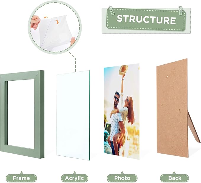 Funtopia 15 Pack Picture Frames, Gallery Wall Frame Set for Family, 8x10, 5x7, 4x6 Photo Frames Collage for Wall Hanging or Tabletop Display, 6 Colors