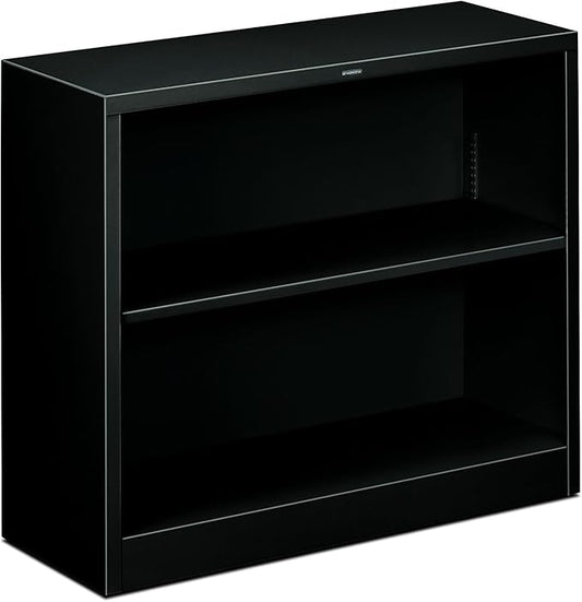 HON S30ABCP Metal Bookcase Two-Shelf 34-1/2w x 12-5/8d x 29h Black, Black