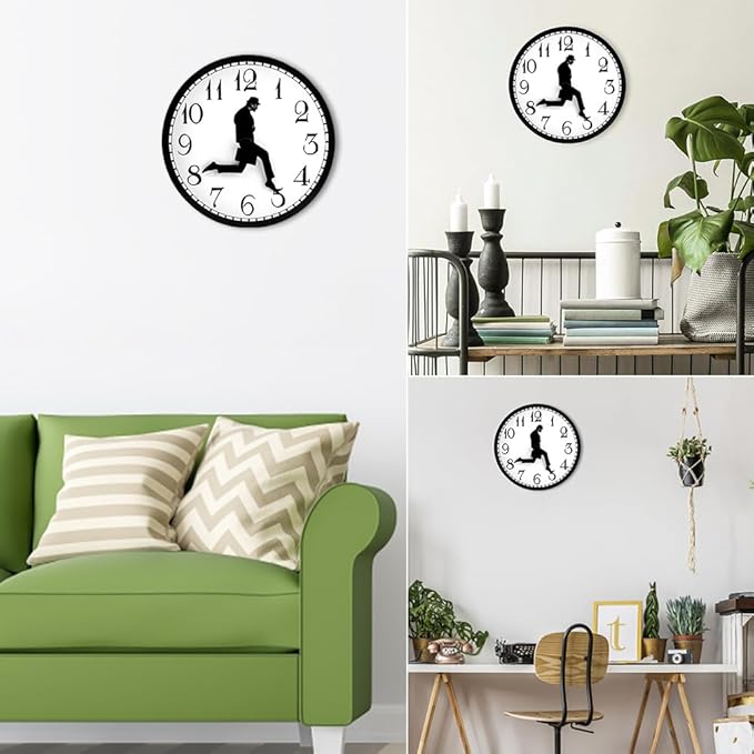 Silly Walk Wall Clock, Round Silent Wall Clocks Modern Funny Walking Silent Clock for Dining Room, Bedroom, Home, Office Decoration(Color:Black)