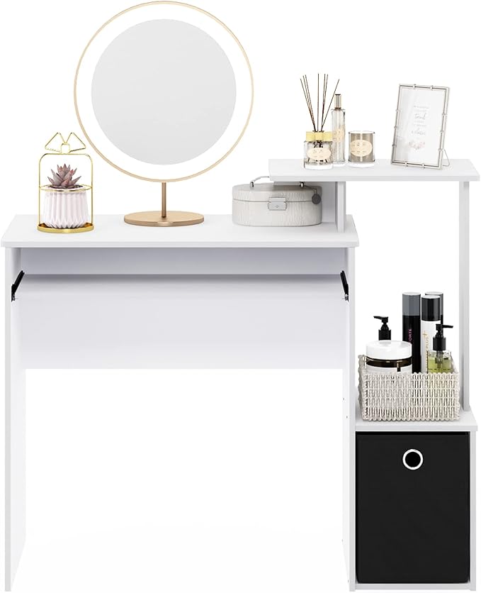 Furinno Econ Multipurpose Home Office Computer Writing Desk, White/Black