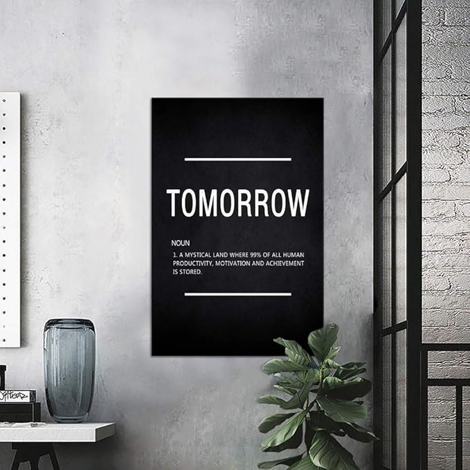 Success Motivational Wall Art Inspirational Entrepreneur Quotes Canvas Painting Modern Inspiring Tomorrow Noun Hustle Posters Prints Artwork Decor for Home Office Framed (24”Wx36”H)