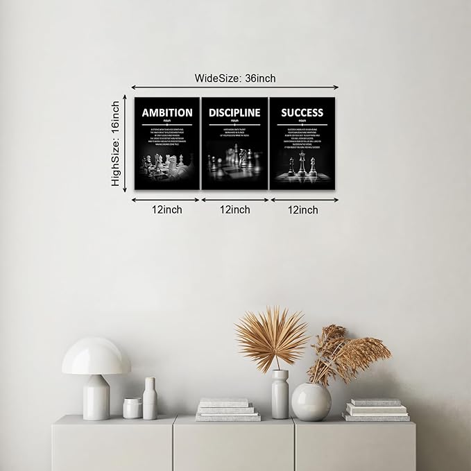 Xbolu Motivational Wall Decor Success Wall Art Inspirational Quotes Pictures Motivational Posters Framed Canvas Wall Art Prints Goal Artwork Home Office Wall Decor Ready to Hang