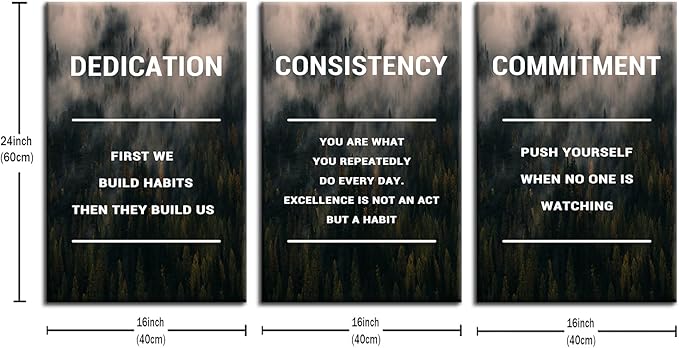 Motivational Canvas Posters Print Wall Art 3 Pieces Inspirational Entrepreneur Quotes Positive Signs Picture Painting Artwork for Modern Home Bedroom Teens Room Gym Stretched and Framed [48''Wx24''H]