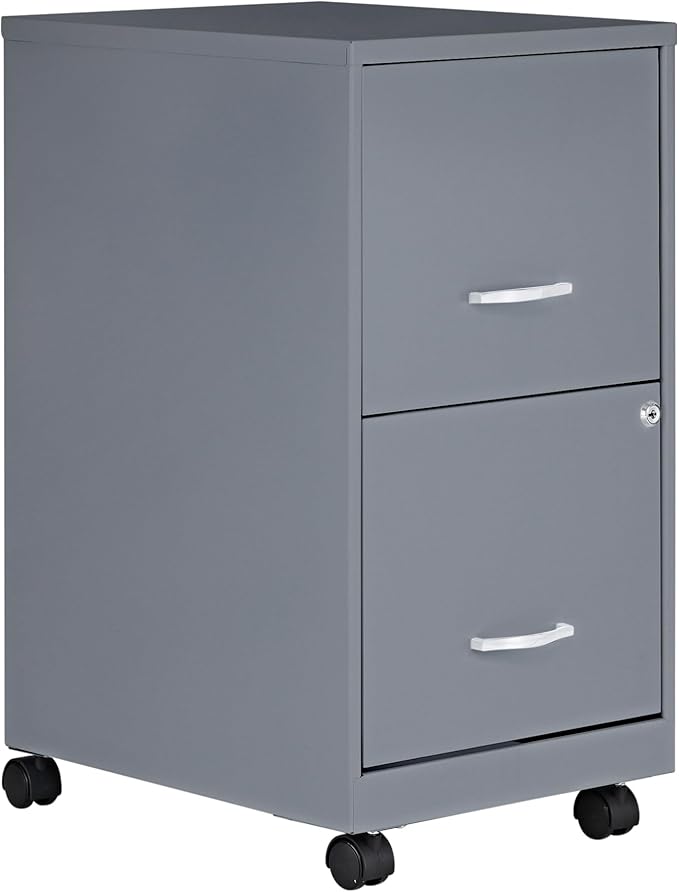Lorell LYS Chrome Pull F/F Mobile File Cabinet, Silver