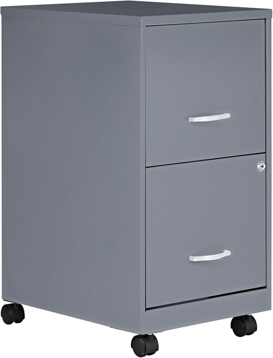Lorell LYS Chrome Pull F/F Mobile File Cabinet, Silver