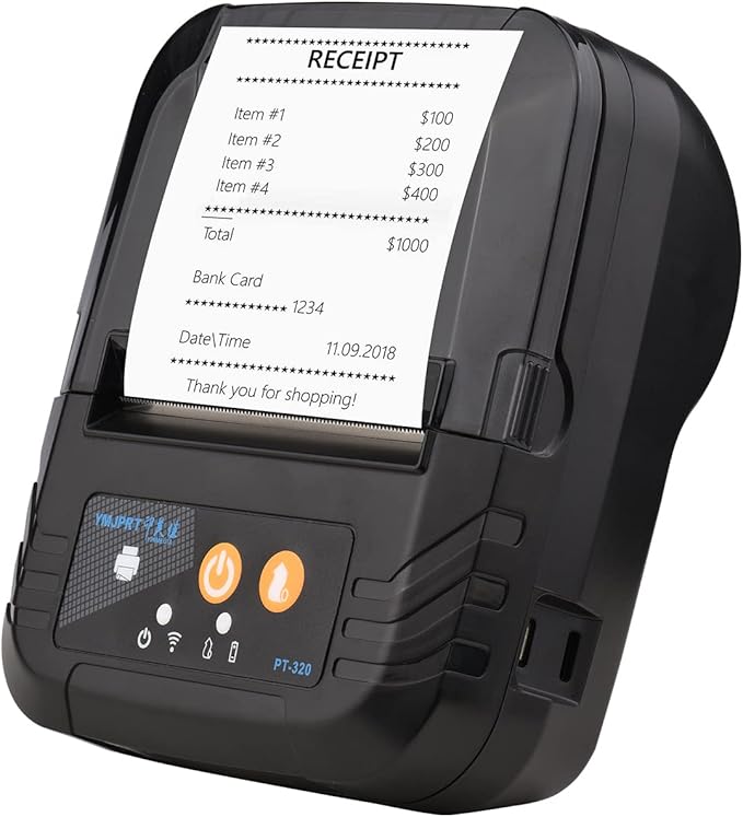 Mini Portable Receipt Thermal Printer 80mm Receipt Printer USB+Wireless BT Connection for Office/Market Compatible with Windows/Android/iOS