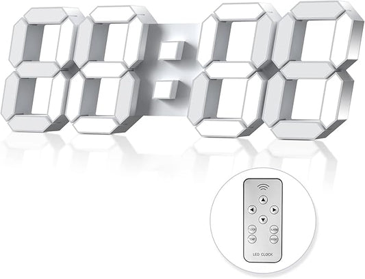 EDUP HOME 15" 3D LED Digital Wall Clock, Large Decor Wall Clock, 12/24H, Time/Date/Temperature Display, Adjust Brightness, Easy Read Time,for Office/Living Room/Meeting Room/Kitchen