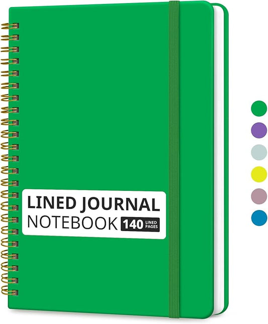 Taja Lined Spiral Journal Notebook for Women & Men, 140 Pages, College Ruled Hardcover Notebook for Work & Note Taking, Journals for Writing, A5(5.7" x 7.9") – Racing Green
