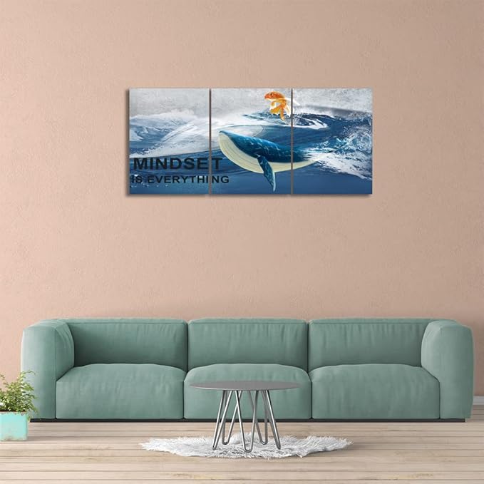Yetaryy Office Canvas Wall Art 3 Pieces Ocean Decor Inspirational Painting Prints Poster Wall Decor Motivation Canvas Wall Decoration for Living Room Bedroom Home Kitchen Office 72''W x 36''H
