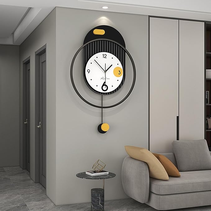 Wall Clock Modern Art Large Wall Clock, Metal Retro Minimalist Modern Clock Round Silent Non-Ticking Battery Operated Wall Clocks for Living Room Home Kitchen Bedroom Office School