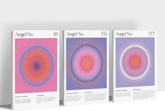 Colorful Gradient Aura Angel Numbers Poster Canvas Print Artwork Room Decor for Bedroom Aesthetic, 3 Piece Framed Inspirational Minimalist Art Paintings Decor for Bedroom Office 16"x24" x 3 Pcs