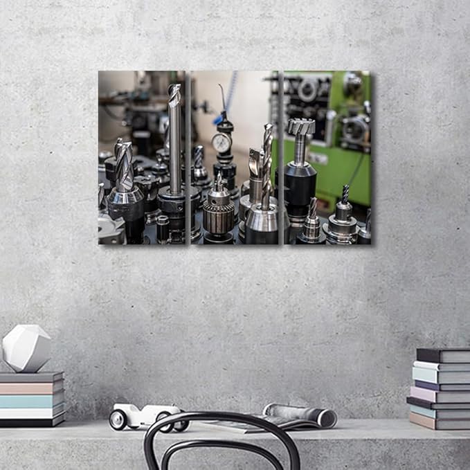 TUMOVO CNC Machine Tools Prints for Wall Decor Machine Pictures Print on Canvas Bathroom Decor Wall Art Canvas Wall Artwork Family Wall Decor Modern Home Decor Canvas Art Wall Hanging, 36x24 Inch
