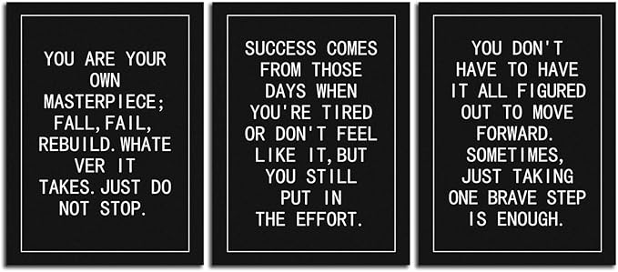 Motivational Painting Wall Art 3 Pieces Canvas Print Office Wall Decor Just Do Not Stop Poster Inspiring Framed Inspirational Quotes Wall Art Modern Home Decoration Ready to Hang[36''Wx 16''H]