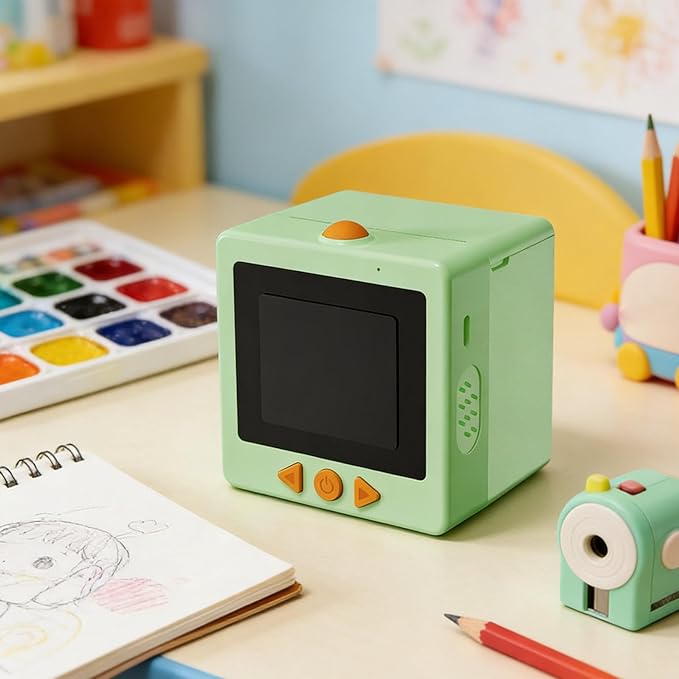 AI Voice Sticker Printer | Smart Mini Thermal Printer Box | AI Voice Control Label Sticker Maker Machine with Display | DIY Mini Photo Label Printers Smart Toy for Kids, Office & School