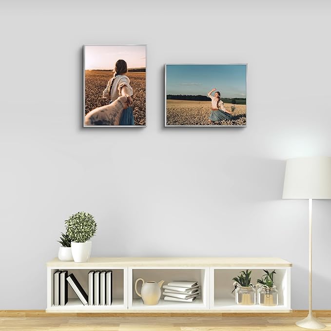 Golden State Art, Gallery Wall Frame Set of 6 - Silver 14x18 Aluminum Photo Frames with Mat for 11x14 Pictures - 14 x 18 inch Metal Frame with Real Glass Cover - Elegant Home or Office Decor