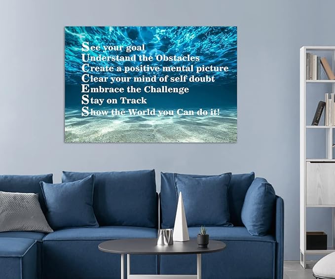Inspirational Canvas Wall Art Inspiration Motivation Painting Motivational Quotes Modern Success Positive Posters Prints Artwork Living Room Home Office Decorations Framed Ready to Hang-28x44 inches
