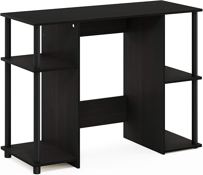 Furinno JAYA Desk, 38.4" Wide Gaming Desk, Computer Study Desk, Office Desk with Side Shelves, Open Storage, for Home Office, Bedroom, Dorm, Study Room, Espresso
