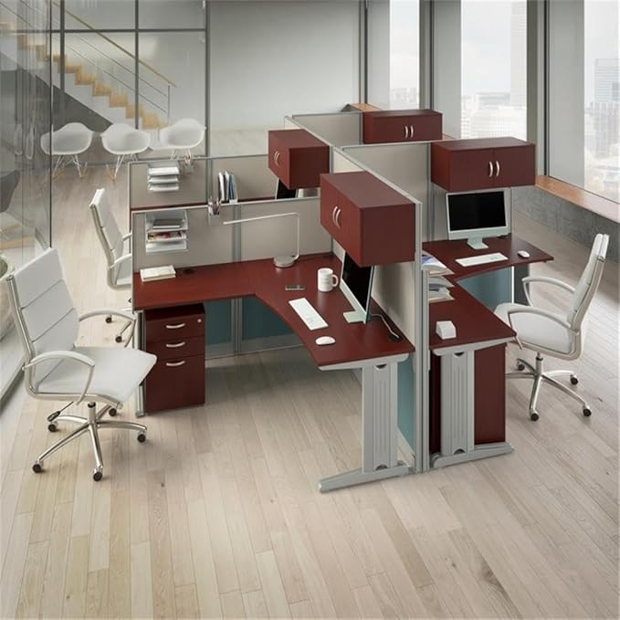 Bush Business Furniture Office in an Hour 3 Drawer Rolling File Cabinet in Hansen Cherry | Mobile Under Desk Drawers for Letter, Legal, and A4-Size Document Storage