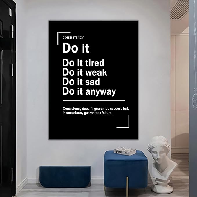 Motivational Quotes Canvas Wall Art Painting Poster for Home Black and White Inspirational Sign Picture Print Wall Decor Artwork for Living Room School Office Gym Stretched and Framed [30''Wx 40''H]