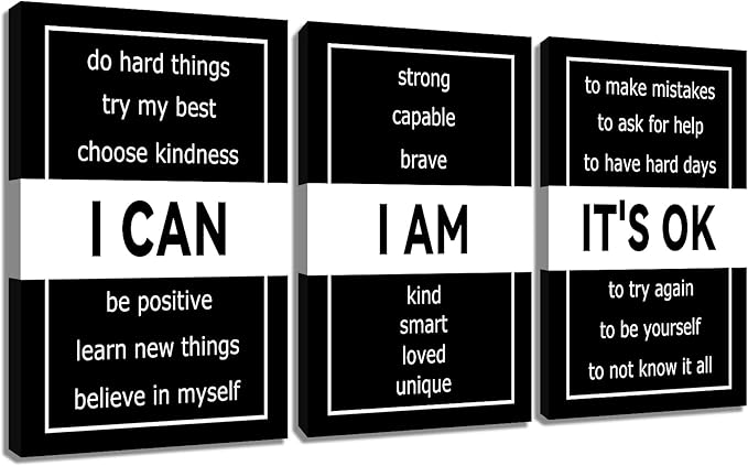 3 Panel Motivational Canvas Print Wall Art Inspirational Poster Painting Positive Inspiring Artwork for Modern Home Living Room Workplace Office Decor Picture Stretched and Framed [72''Wx 36''H]