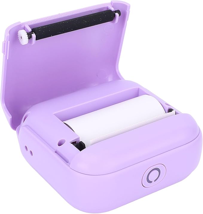 WALFRONT Thermal Label Printer Portable Inkless Label Printer for Home School Office, 203 DPI High Resolution Compact Design 1200mAh Battery (Violet)