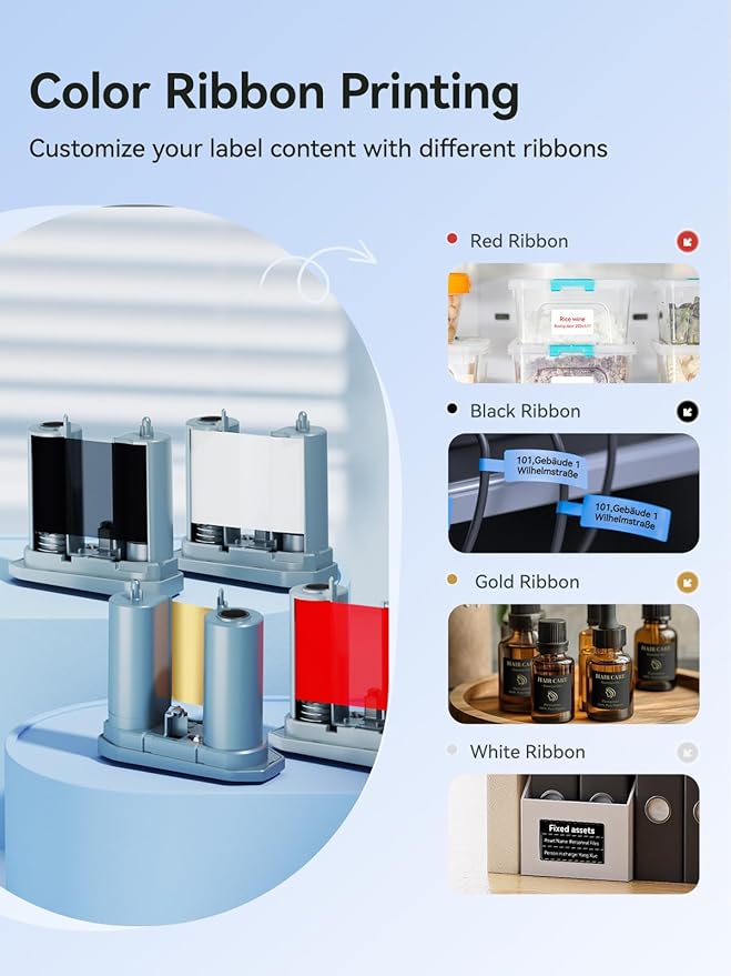 NIIMBOT M2 Label Maker with Tape 2Inch Thermal Transfer Support Color Ribbon Printing Bluetooth Sticker Printer for Office Small Business School Home Cable Storage, Compatible with Phones & PC, Blue