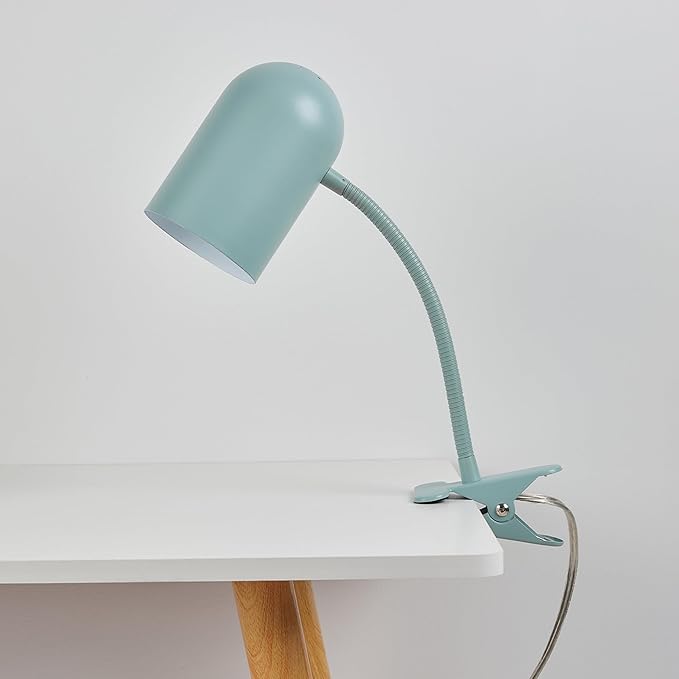 GLOBE Electric 52302 Carter 15" Clip-Arm Desk Lamp, Matte Teal, Adjustable Gooseneck Arm, in-Line On Off Switch (Pack of 2)