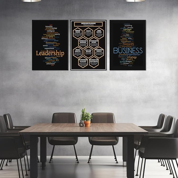 3 Panel Motivational Canvas Wall Art, Framed Office Prints Business Poster Inspirational Quotes Wall Decor for Living Room, Bedroom, Home - 20"x28"x3