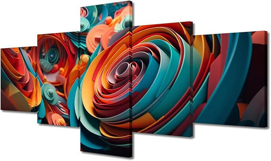 Wall Art Decor for Living Room Abstract Canvas Wall Art Prints 5 Panel Modern Canvas Art Colorful Spiral Art Poster Printing for Men Lady Office Wall Decor Stretched Ready to Hang 50x24 in