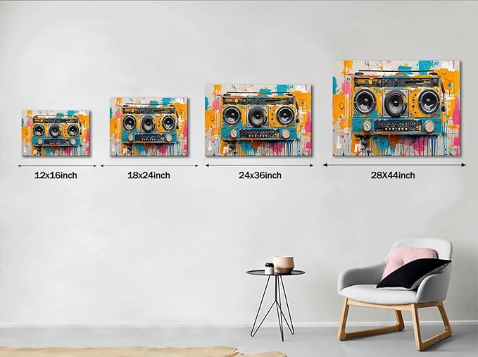 Yatsen Bridge Music Graffiti Wall Art, Colorful Abstract Art Wall Decor Modern Pop Art Wall Decor for Living Room Home Music Room Decor Cool Wall Art Stretched and Framed Ready to Hang 12"X16"