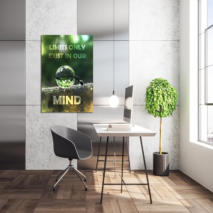 Novatique Inspirational Canvas Wall Art Limits Only Exist In Our Mind Motivational Quote Wall Decor Quotes Inspirational Success Painting for Living Room Office, 24 x 36inch
