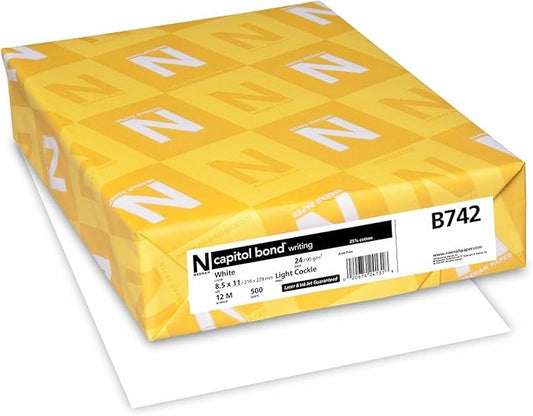 Neenah B742 Capitol Bond Premium Paper, 24lb, 91GE, 500SH/RM, White