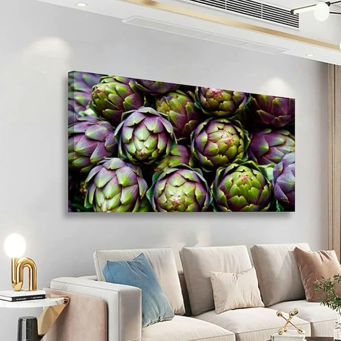 TIGTMULERLY Wall Art Frame Gallery Wall Decor Full frame purple artichokes Modern Canvas Prints Artwork for Living Room Bedroom Office Kitchen 48x24Inch