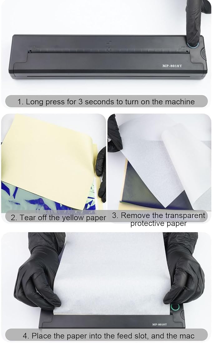 Portable Thermal Printer, Inkless Stencil Printer for Travel Office Home, with 210mm 218mm Thermal Paper, Compatible with iOS Phone Laptop, 2000mah