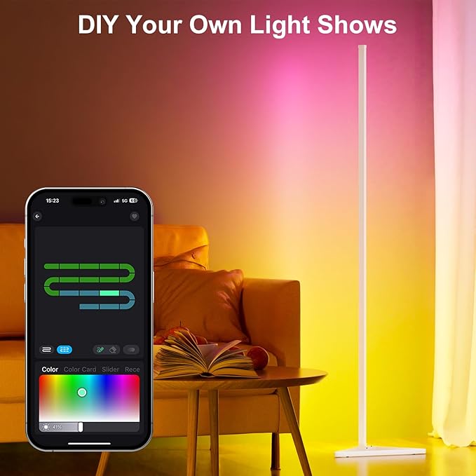 MIHEAL Corner Floor Lamp - Smart RGB LED Corner Lamp with App and Remote Control, 16 Million Colors & 68+ Scene, Music Sync, Timer Setting -for Living Rooms, Bedrooms, and Gaming Rooms
