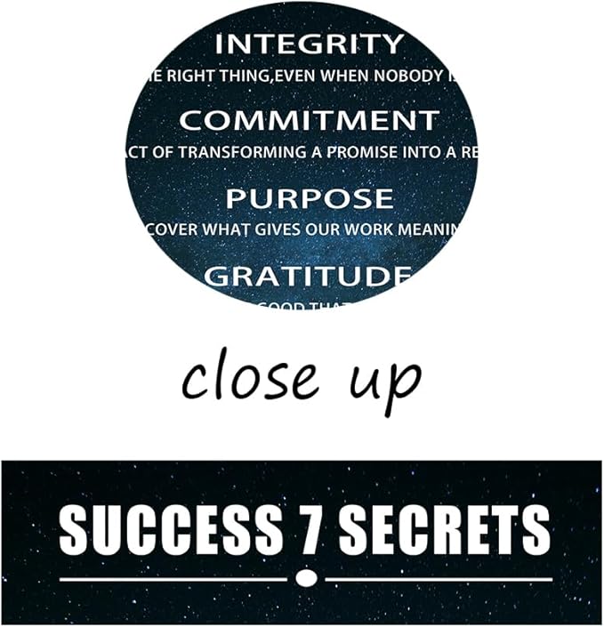 Inspirational Wall Art Success 7 Secrets Motivational Star Chart Poster Positive Quotes Wall Decor for Office Modern Home Living Room Classroom Canvas Framed Artwork Ready to Hang [24''Wx36''H]