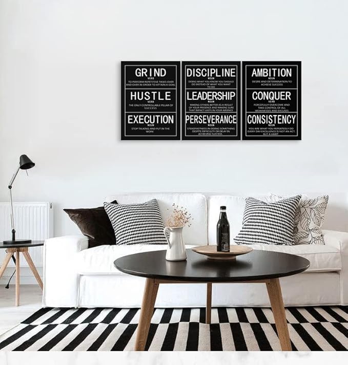 Inspirational Canvas Wall Art 3 Pieces Painting Office Decor Posters Prints Inspiring Entrepreneur Quotes Motivational Picture for Wall Art Decoration Living room Framed Ready to Hang[36''Wx 16''H]