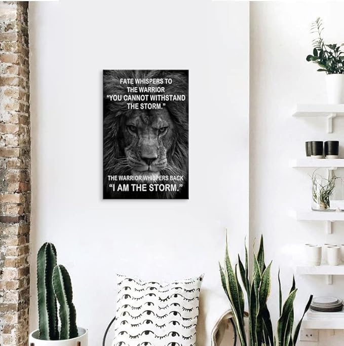 WYJZDZQ8 Lion Inspirational Canvas Office Print Wall Art Animal Motivational Picture Inspiring Animal Poster Painting Modern Artwork for Home Bedroom Living Room Office Decor Frame[12''W X 18''H]