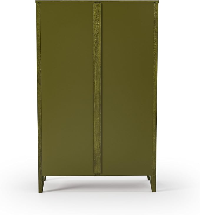 Camaflexi Shaker Style 4 Shelf Bookcase/Solid Wood / 48" High/Adjustable Shelving/Closed Back/Display Bookshelf for Living Room, Bedroom, Home and Office, Olive Grove Green