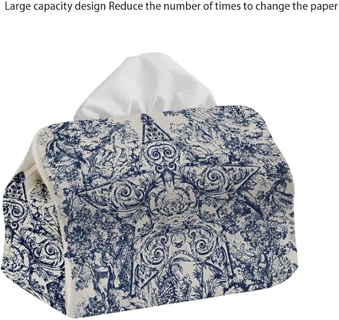 Stylish Tissue Box Modern Cloth Tissue Box Refined Tissue Box Cover and Simple Napkin Box for Bathroom Vanity Countertop Desk Gift Office Modern Tissue Box (Color : Blue, Size : Small) (Black Large)