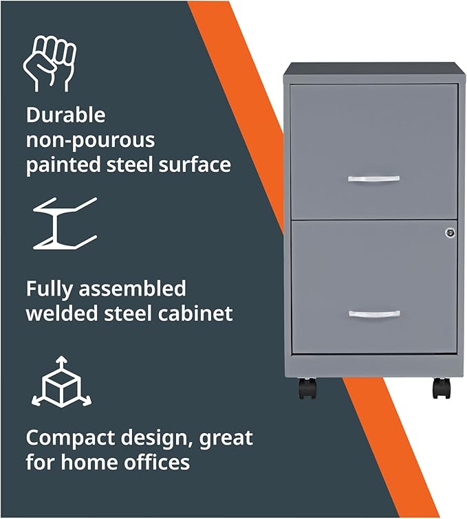 Lorell LYS Chrome Pull F/F Mobile File Cabinet, Silver
