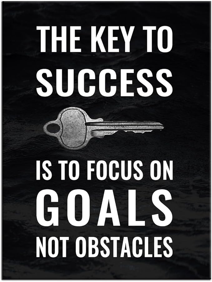 The Key to Success Inspirational Canvas Wall Art Poster Print Motivational Quotes Inspiring Positive Energy Painting Artwork for Living Room Office School Gym Stretched the Framed [30''Wx 40''H]