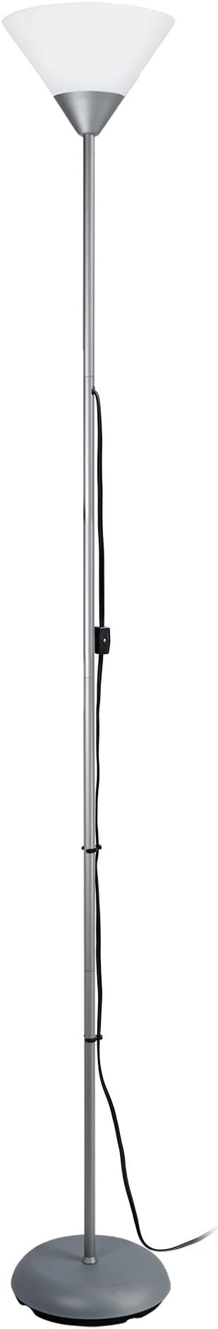 Simple Designs LF1011-SLV 1 Light Torchiere Stick Floor Lamp, Silver