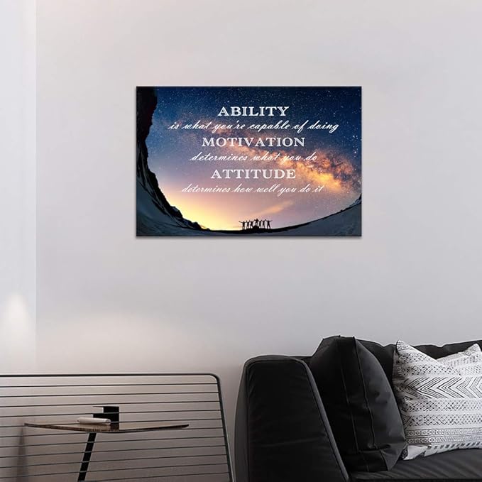 Inspirational Office Wall Art Ability is What You're Capable of Doing Quotes Wall Decor Motivational Attitude Saying Artwork for Living Room Office Home Classroom Framed 16" Wx12 H